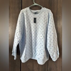 Karen Scott Light Blue Long Sleeve Top with Polka Dots